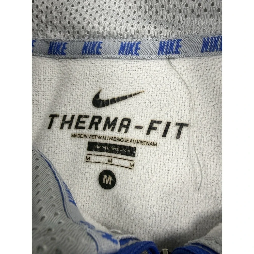 Nike Therma Fit Quarter Zip Pullover Gray Blue Mens Medium Athletic Running